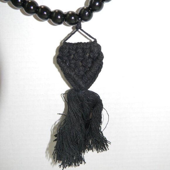 Black Wood Bead Garland Boho Decorative Fall Decor 6 Feet NEW - Picture 5 of 5